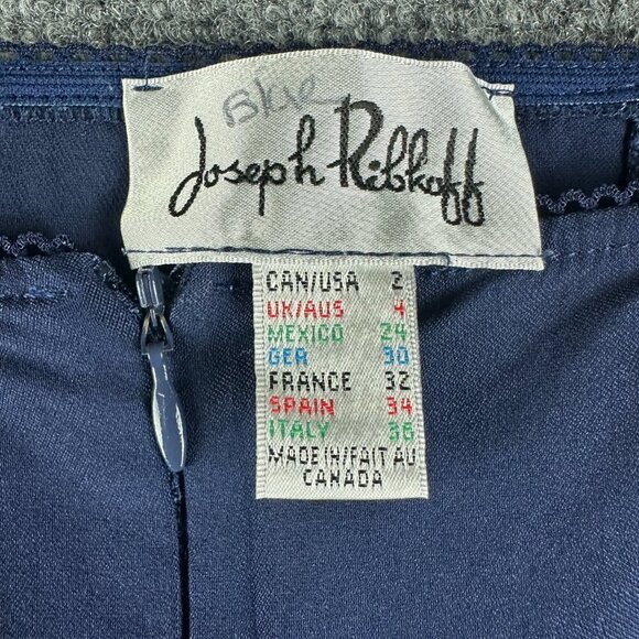 Joseph Ribkoff Pants Womens 2 Blue Stretch Flat Front Straight Zip Fly Ankle - Picture 4 of 6